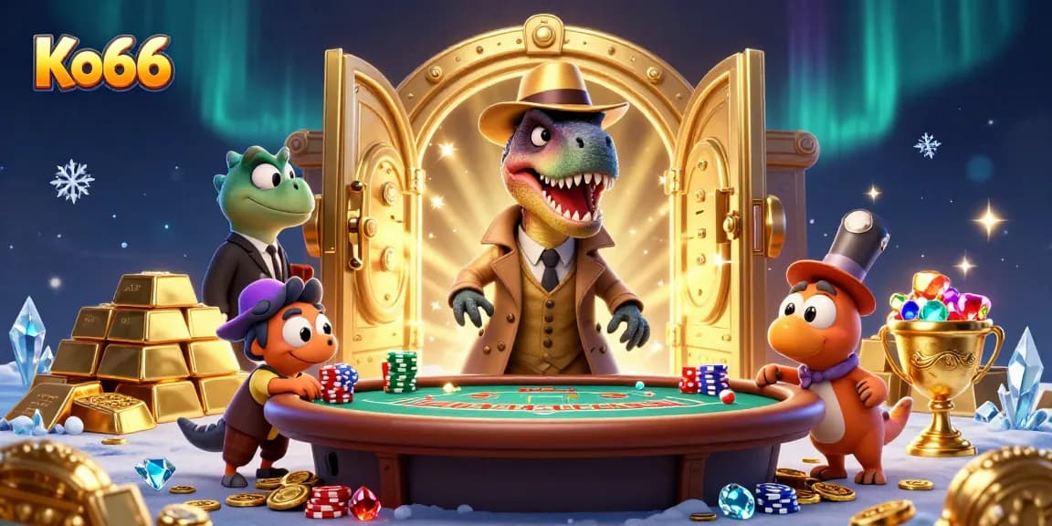 Ko66 offers an immersive blackjack experience with colorful characters in a high-stakes casino atmosphere.