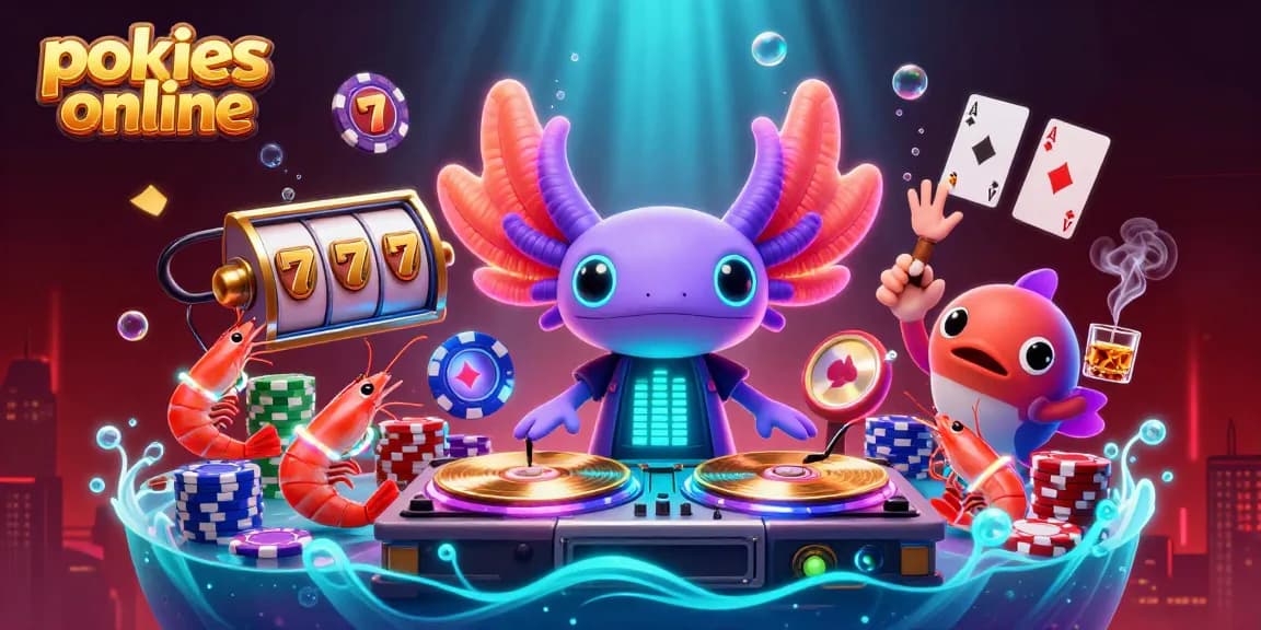 Experience the excitement of pokies online with vibrant characters and dynamic casino elements.