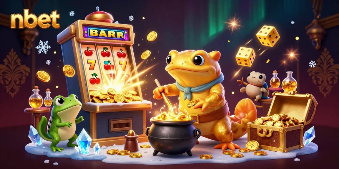 Experience nbet’s vibrant casino atmosphere with a golden salamander and frog engineers in action!