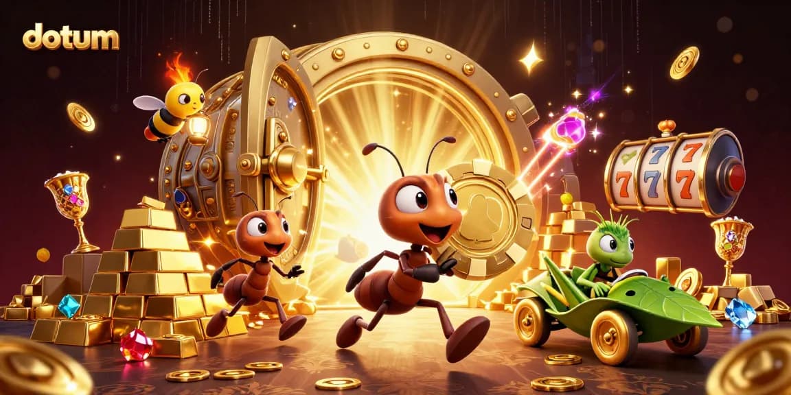 Ants execute a heist with a giant poker chip, bringing excitement to datum's casino adventures.