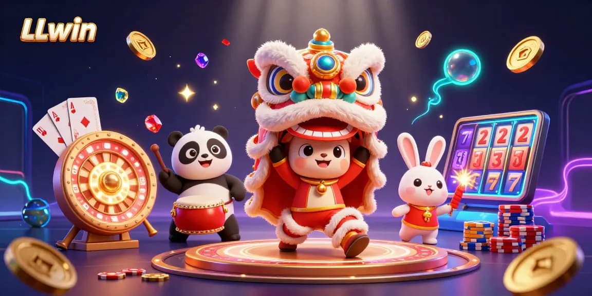 Experience thrilling gameplay at LLwin with animated characters celebrating and winning in a vibrant casino setting.