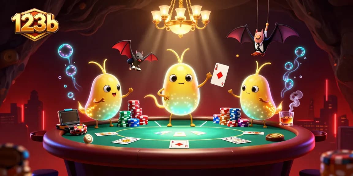Engage in exciting poker games at 123b casino illuminated by whimsical glowworms.
