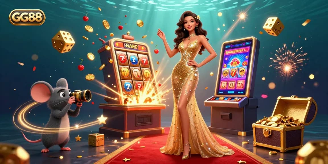 Experience the excitement of GG88 with vibrant casino elements and a glamorous red carpet scene.
