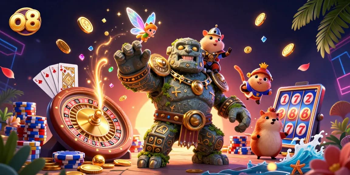 Celebrate wins at o8 with magical gaming characters and enticing casino elements.