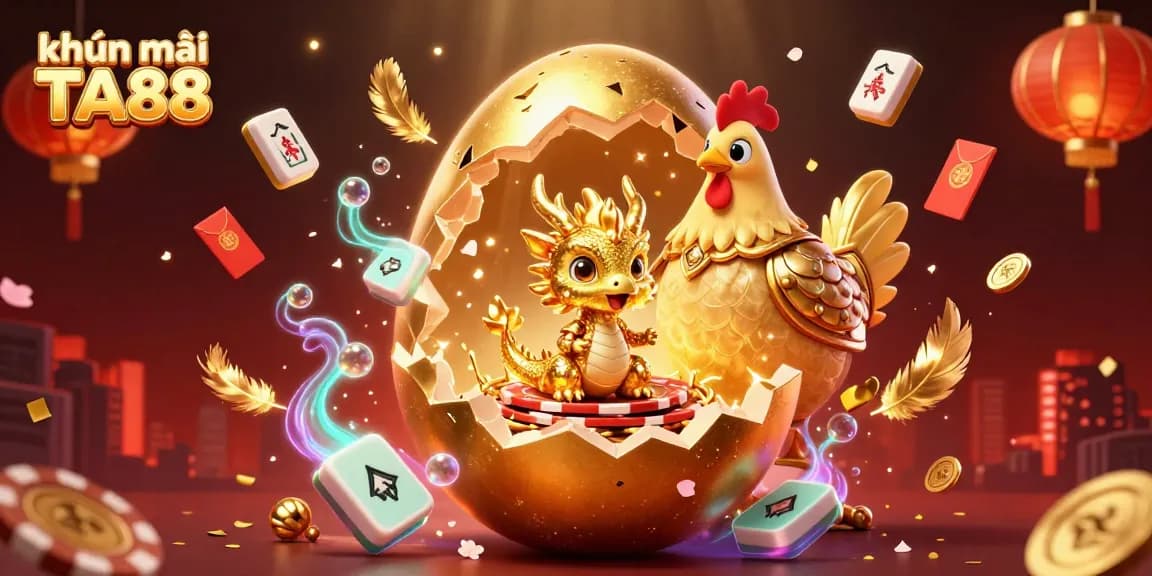 Engage in thrilling khuyến mãi TA88 promotions with captivating golden dragon and poker chips.