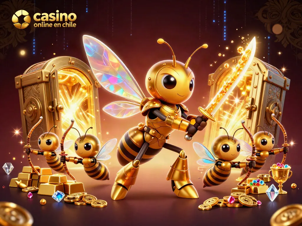 Experimenta la diversión en un casino online en Chile con luces brillantes y oro en abundancia.