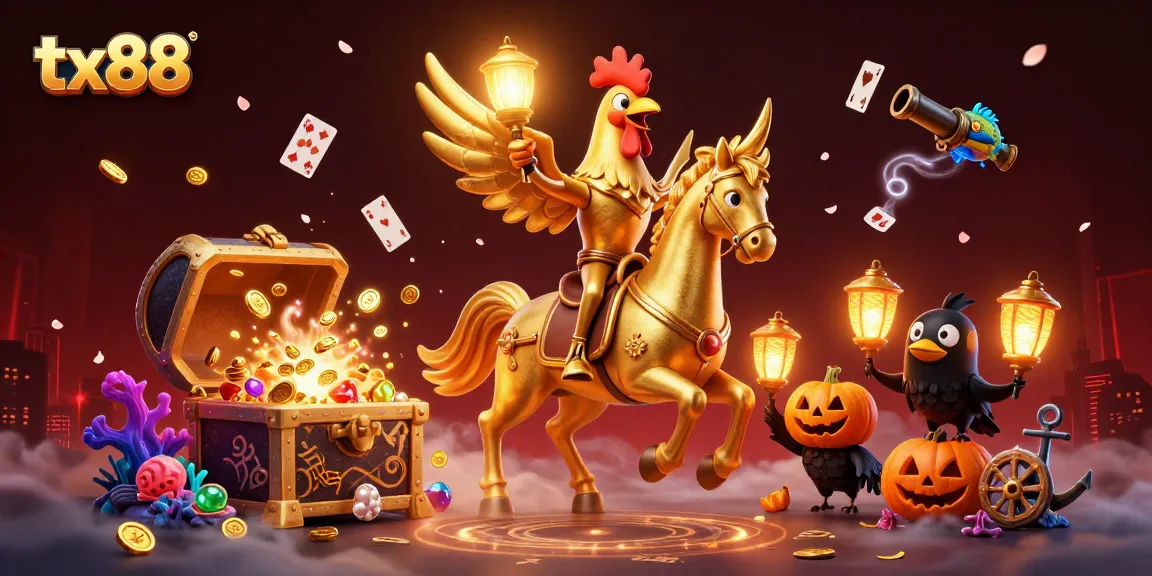 Experience the thrilling world of tx88 with vibrant casino adventures featuring a golden rooster.