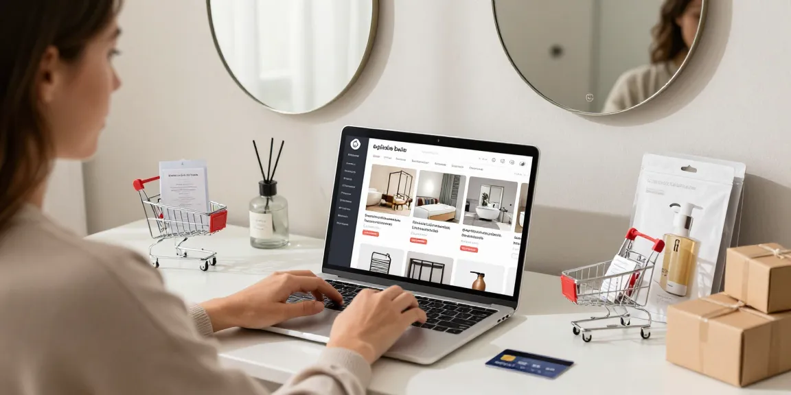 "Oglinda baie showcased in an online shopping environment, product review and best deals on e-commerce platform."