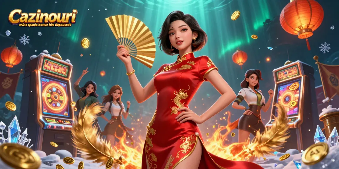 Engage with Cazinouri online spania bonus fără depunere through vibrant visuals of an Asian woman in casino-themed scene.