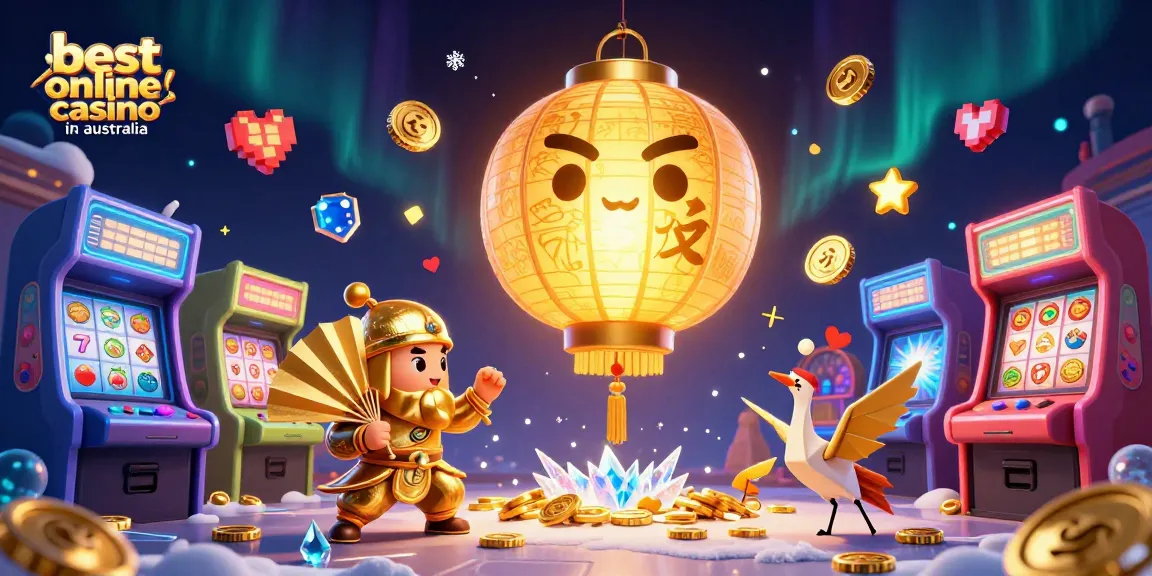 Engage with top games at the best online casino in Australia, featuring vibrant 3D characters and casino elements.