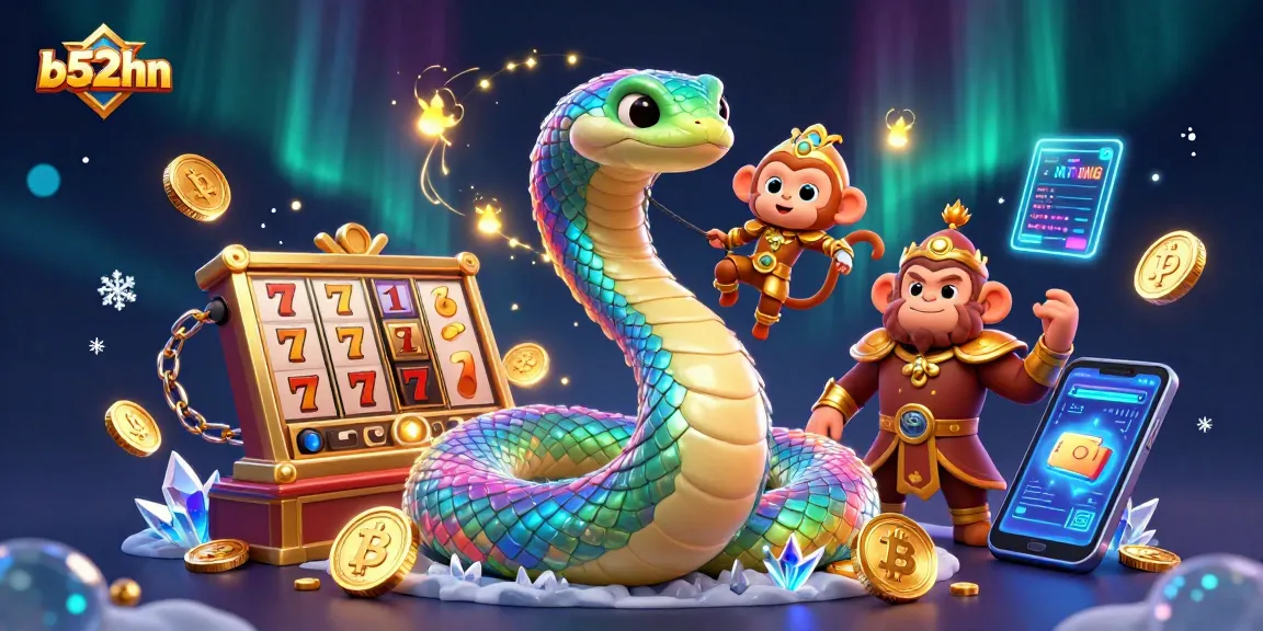 Spin and win at b52hn with vibrant slots and dynamic characters in a magical casino scene.