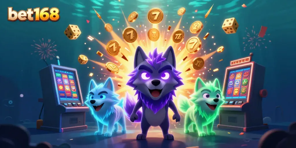 Experience thrilling gameplay with bet168 showcase featuring vibrant 3D characters and a jackpot scene.