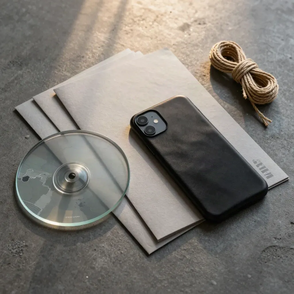 Kit de leads sobre piedra grafito con teléfono, discos de vidrio y carpetas