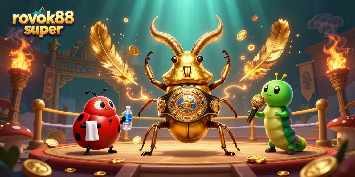 Experience the excitement of rokok88 super with golden characters in a vibrant casino illustration.