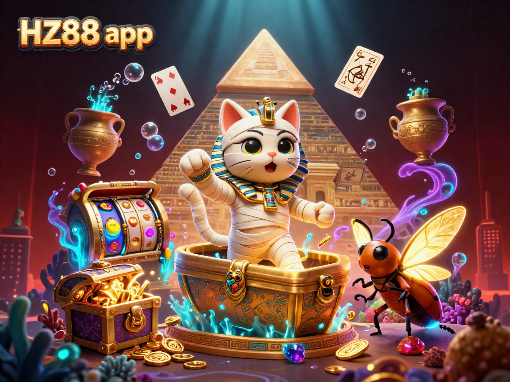 Experience the excitement of the HZ88 app with a vibrant 3D illustration of gaming action and adventure.