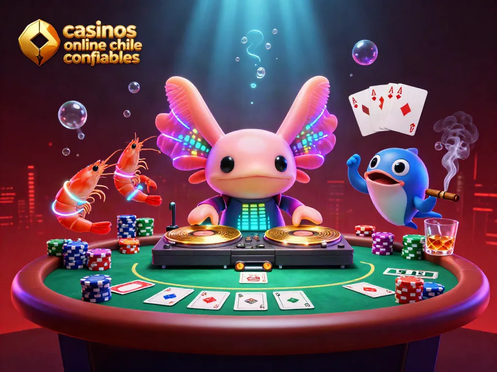 Divertido DJ axolote y compañía preparan juegos en los casinos online chilenos confiables.