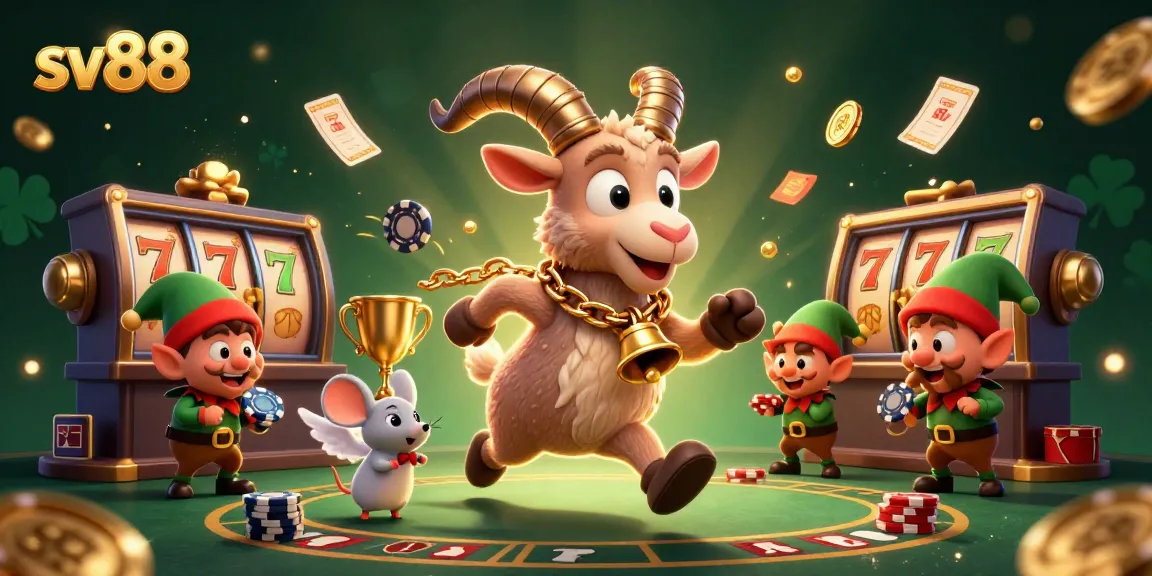 Experience thrilling gameplay at sv88 with a festive casino scene featuring a Krampus character.