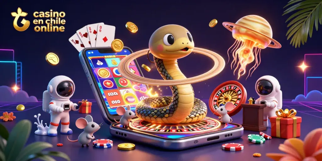 Juega en casino en línea en Chile y gana con tragamonedas y ruletas en un entorno animado.